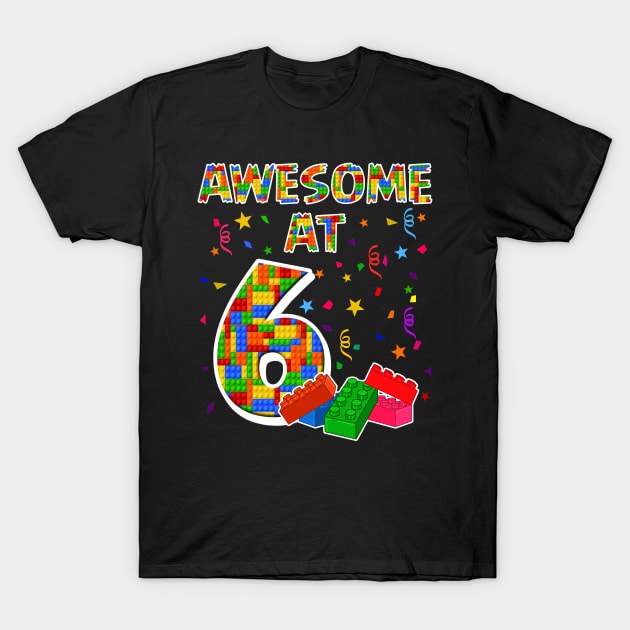 Birthday Gift For Kids 6 Years Old Building Blocks T-Shirt by Camryndougherty